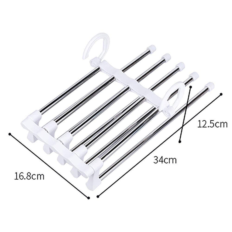 Hanger-5 In 1 Stainless Steel Multifunction Retractable Pants Rack Trouser Hanger(Pack of 1)